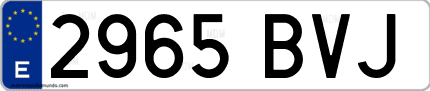 Ejemplo de matrícula de coche ordinaria 2965 BVJ