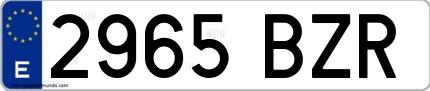 Ejemplo de matrícula española 2965 BZR