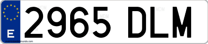 Ejemplo de matrícula de coche ordinaria 2965 DLM