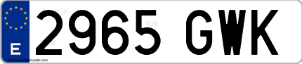 Ejemplo de matrícula de coche ordinaria 2965 GWK