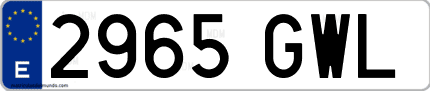 Ejemplo de matrícula de coche ordinaria 2965 GWL
