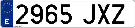 Ejemplo de matrícula española 2965 JXZ