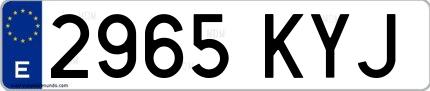 Ejemplo de matrícula española 2965 KYJ