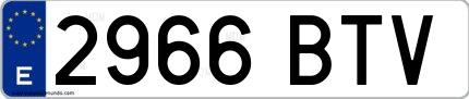 Ejemplo de matrícula española 2966 BTV