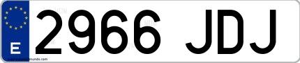 Ejemplo de matrícula española 2966 JDJ