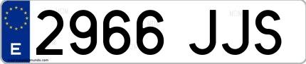 Ejemplo de matrícula española 2966 JJS