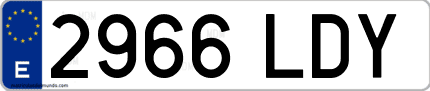 Ejemplo de matrícula de coche ordinaria 2966 LDY