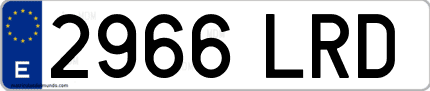 Ejemplo de matrícula de coche ordinaria 2966 LRD