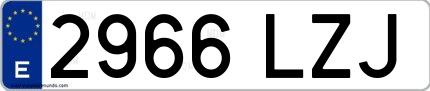 Ejemplo de matrícula de coche ordinaria 2966 LZJ
