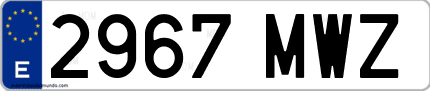Ejemplo de matrícula de coche ordinaria 2967 MWZ