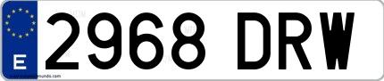 Ejemplo de matrícula española 2968 DRW