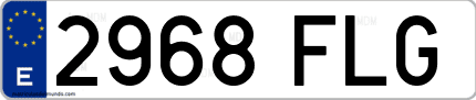 Ejemplo de matrícula de coche ordinaria 2968 FLG