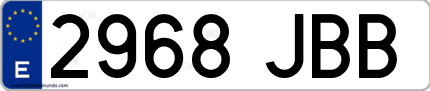 Ejemplo de matrícula de coche ordinaria 2968 JBB