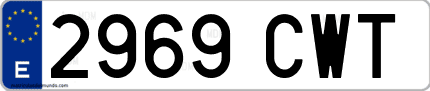 Ejemplo de matrícula de coche ordinaria 2969 CWT