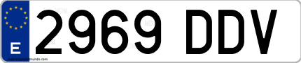 Ejemplo de matrícula de coche ordinaria 2969 DDV