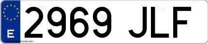 Ejemplo de matrícula española 2969 JLF