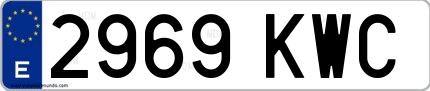 Ejemplo de matrícula de coche ordinaria 2969 KWC