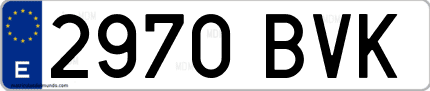 Ejemplo de matrícula de coche ordinaria 2970 BVK