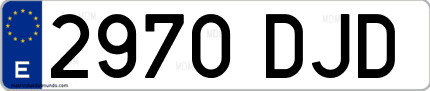 Ejemplo de matrícula de coche ordinaria 2970 DJD