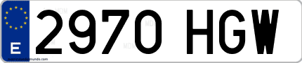 Ejemplo de matrícula de coche ordinaria 2970 HGW