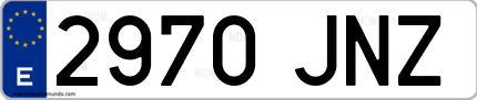 Ejemplo de matrícula de coche ordinaria 2970 JNZ