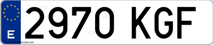 Ejemplo de matrícula de coche ordinaria 2970 KGF