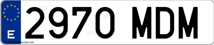 Ejemplo de matrícula de coche ordinaria 2970 MDM