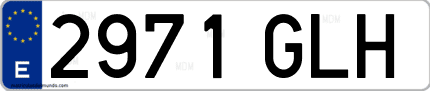 Ejemplo de matrícula de coche ordinaria 2971 GLH