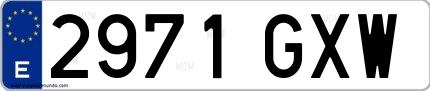 Ejemplo de matrícula de coche ordinaria 2971 GXW