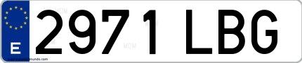Ejemplo de matrícula española 2971 LBG
