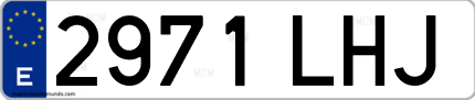 Ejemplo de matrícula de coche ordinaria 2971 LHJ