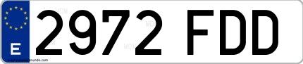 Ejemplo de matrícula española 2972 FDD