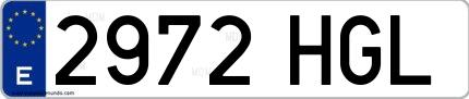 Ejemplo de matrícula española 2972 HGL
