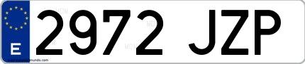Ejemplo de matrícula española 2972 JZP