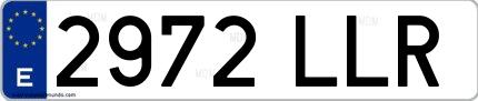 Ejemplo de matrícula española 2972 LLR