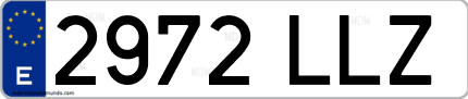 Ejemplo de matrícula de coche ordinaria 2972 LLZ