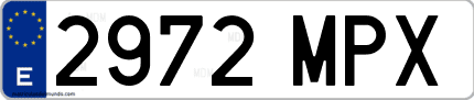 Ejemplo de matrícula de coche ordinaria 2972 MPX