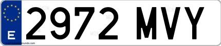 Ejemplo de matrícula española 2972 MVY