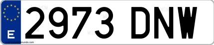 Ejemplo de matrícula española 2973 DNW
