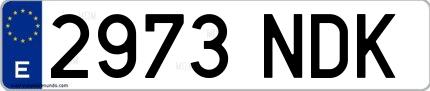 Ejemplo de matrícula española 2973 NDK