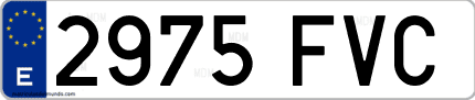 Ejemplo de matrícula de coche ordinaria 2975 FVC