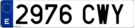 Ejemplo de matrícula de coche ordinaria 2976 CWY