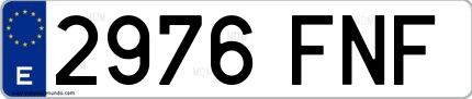 Ejemplo de matrícula de coche ordinaria 2976 FNF