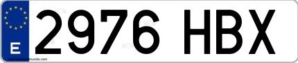 Ejemplo de matrícula española 2976 HBX