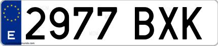 Ejemplo de matrícula de coche ordinaria 2977 BXK