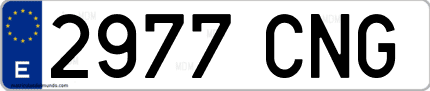 Ejemplo de matrícula de coche ordinaria 2977 CNG