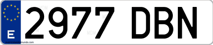 Ejemplo de matrícula de coche ordinaria 2977 DBN