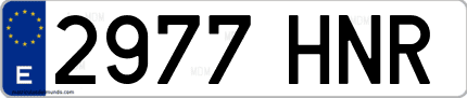 Ejemplo de matrícula de coche ordinaria 2977 HNR
