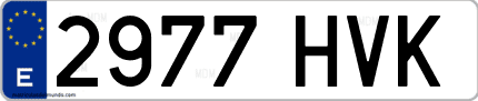 Ejemplo de matrícula de coche ordinaria 2977 HVK