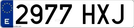 Ejemplo de matrícula española 2977 HXJ
